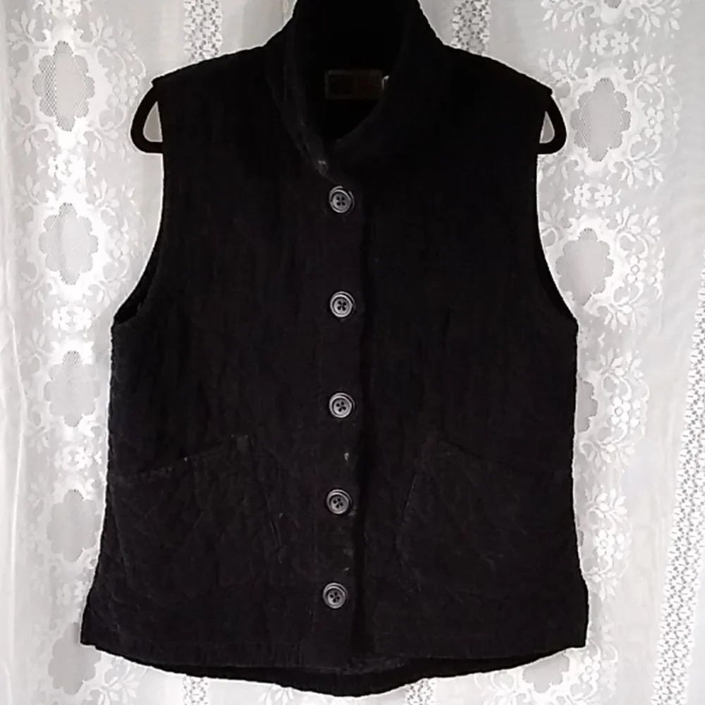 Habitat Clothes To Live In Women Jacket Vest Black Size SM 100% Cotton Courduroy